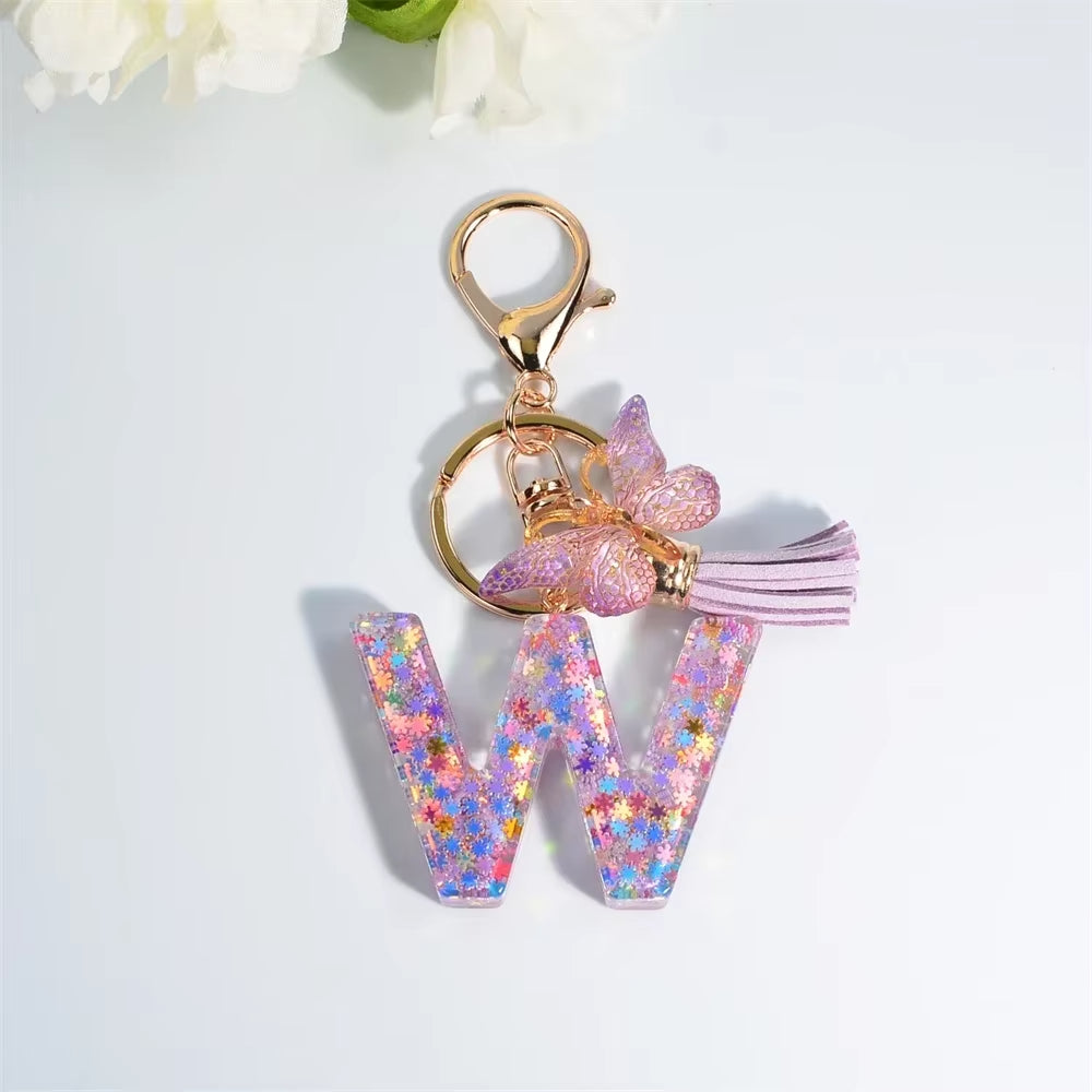 🔥Butterfly Letter Keychain Tassel Design Vibrant Durable Lightweight Gift